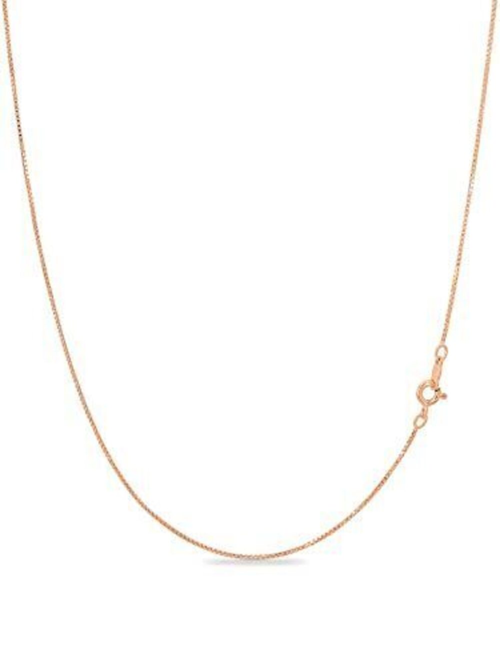 8245 18K Rose Gold Plated 925 Sterling Silver 1mm Box Chain Necklace , Thin